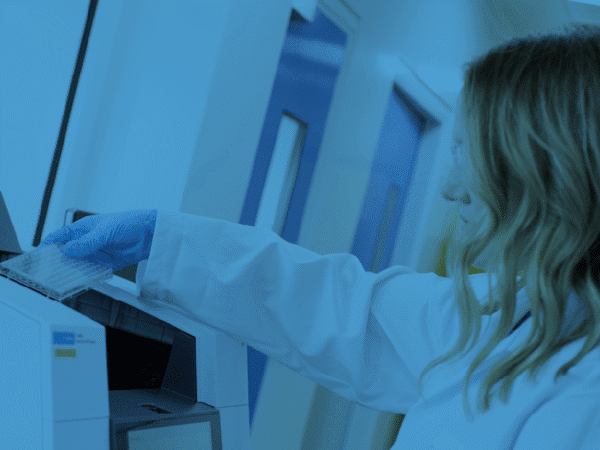 Picture of a scientist using biocatalysis equipment in the labs at Radiofilum's Cramlington, UK facility