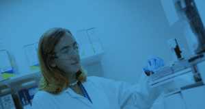 Picture of a scientist within Radiofilum's analytical labs at its Cramlington, UK facility